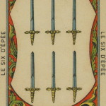 58 6 of Swords – The Etteilla Tarot, The Book of Thoth