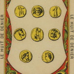 70 8 of Coins – The Etteilla Tarot, The Book of Thoth
